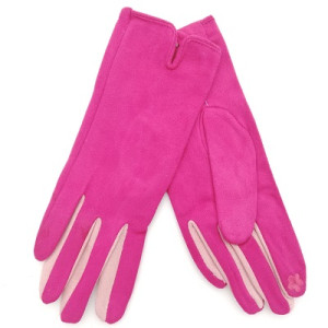 Цикламени дамски ръкавици с цветни пръсти