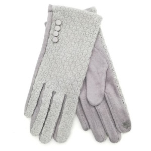 Дамски ръкавици в сиво с четири копчета