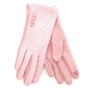 Дамски ръкавици в розово с четири копчета