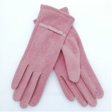 Дамски ръкавици в розово с панделка