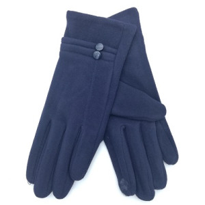 Елегантни дамски ръкавици тъмно сини с две копчета