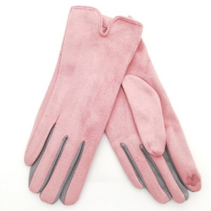 Розови дамски ръкавици с цветни пръсти