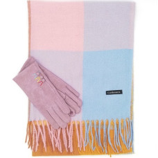 Дамски кашмирен шал и лилави ръкавици -Подаръчен комплект за жена