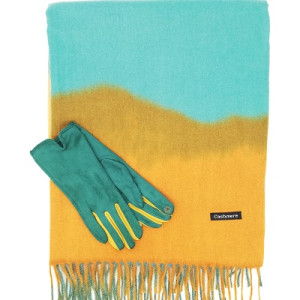 Кашмирен шал и ръкавици-Дамски зимен комплект
