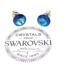 Обеци на винт с кристал Сваровски в синьо BBL