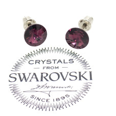 Обеци на винт с кристали Swarovski в лилаво Amethyst