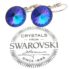 Висящи обеци на панта с кристал Сваровски Heliotrope 12 мм, лилави