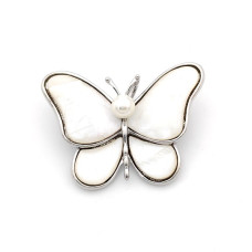Луксозна дамска брошка за дрехи във формата на пеперуда с бял седеф 