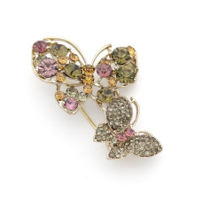 Брошка пеперуда с камъни в различни цветове-Стилен подарък за жена 