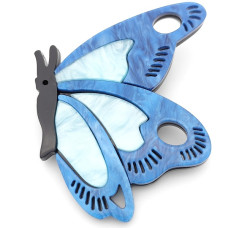 Брошка пеперуда в син цвят със сигурно закопчаване