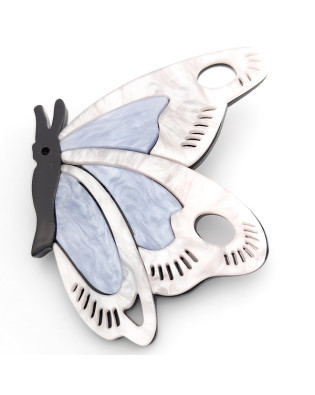 Брошка за дрехи във формата на пеперуда-Синьо и бяло 