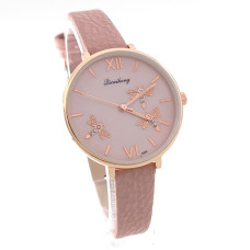 Дамски аналогов часовник в розово с водни кончета