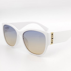 Дамски слънчеви очила тип котешко око в бяло с цветни стъкла