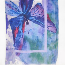 Дамски летен шал в лилаво с пеперуда