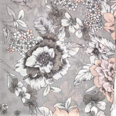 Дамски шал с флорален мотив в сивата гама 
