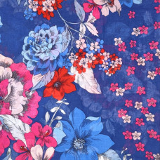 Елегантен дамски шал на цветя в синята гама