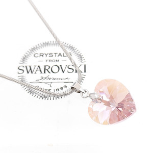 Swarovski колие сърце Light Amethyst shimmer| бижу за подарък на жена 