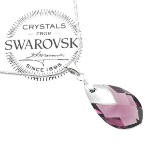 Колие с кристал Swarovski капка с метален детайл