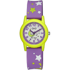 Детски часовник в лилаво за момиче с звезди и луна Q&Q - V22A-007VY