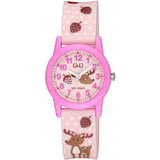 Детски часовник за момиче в розово с еленче Q&Q-v22a-015vy