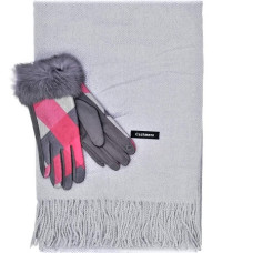 Дамски кашмирен шал и ръкавици в сиво