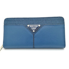 Дамски портфейл с цип в син цвят
