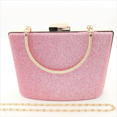 Официална чанта за бал обсипана в розов брокат